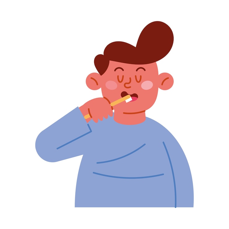 Vettore gratuito persona che lava i denti illustrazione