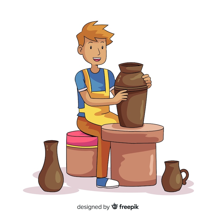 Vettore gratuito persona disegnata a mano facendo ceramiche