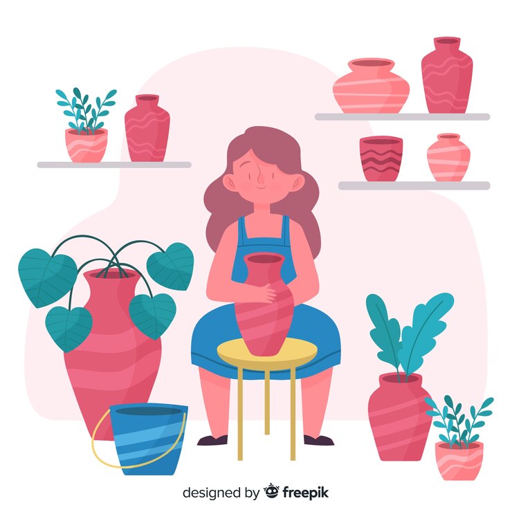 Vettore gratuito persona disegnata a mano facendo ceramiche