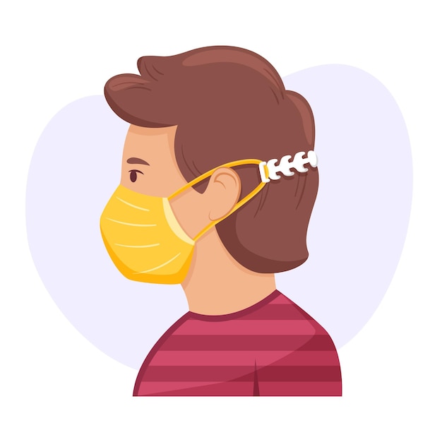 Persona disegnata che indossa una cinghia per maschera medica regolabile