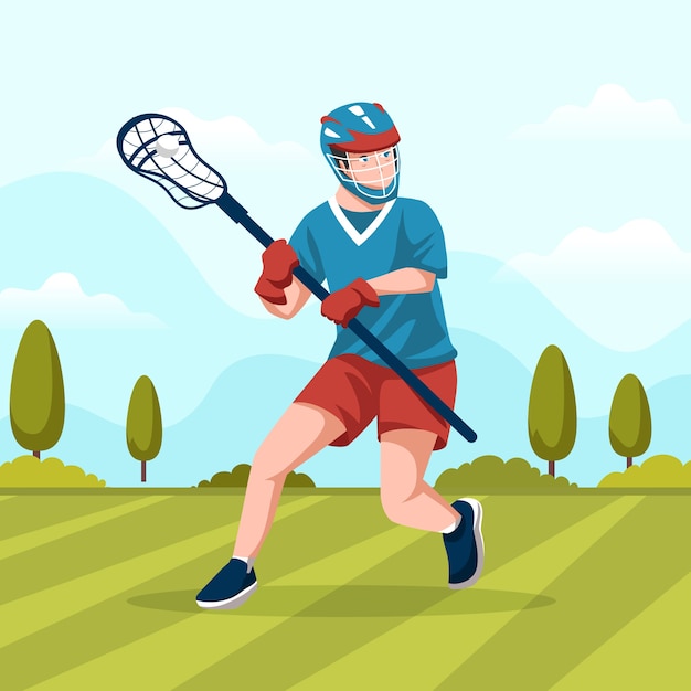 Persona piatta che gioca a lacrosse illustrazione