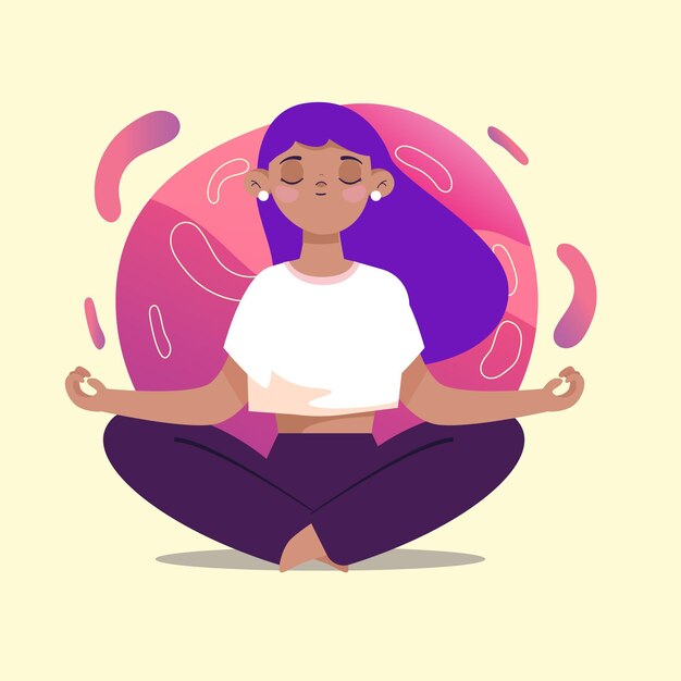 Persona piatta organica meditando pacificamente