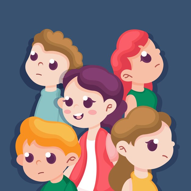 Persona sorridente nell'illustrazione della folla