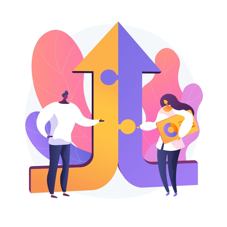 Vettore gratuito personaggi dei cartoni animati di colleghi. collaborazione efficace, collaborazione tra colleghi, lavoro di squadra. colleghi che discutono della soluzione. interazione riuscita. illustrazione della metafora del concetto isolato di vettore