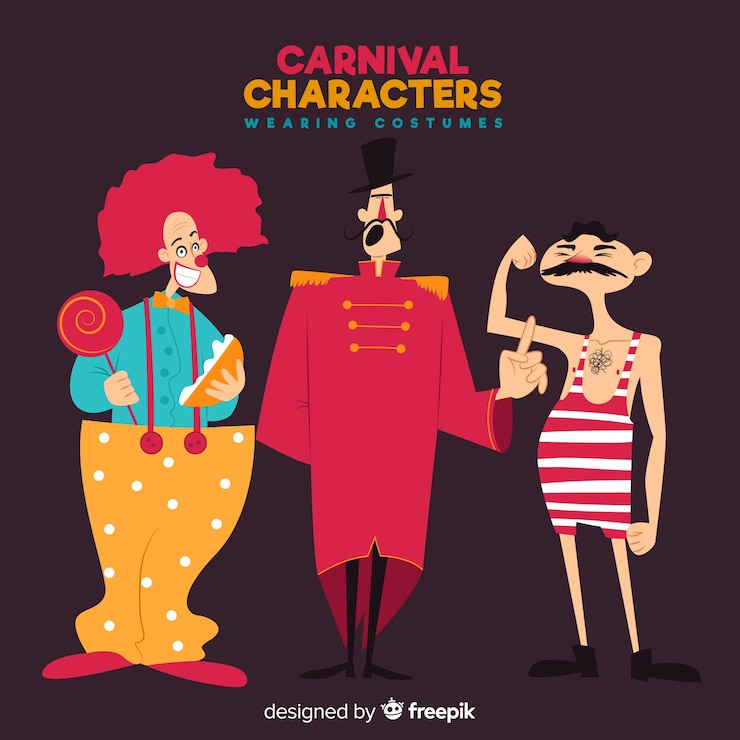 Vettore gratuito personaggi di carnevale che indossano costumi