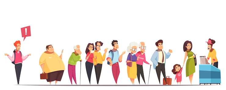 Vettore gratuito personaggi di persone in coda