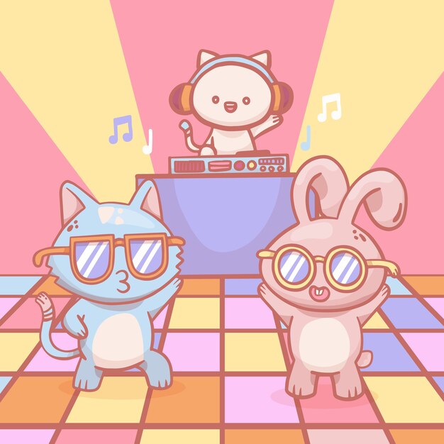 Personaggi kawaii disegnati a mano
