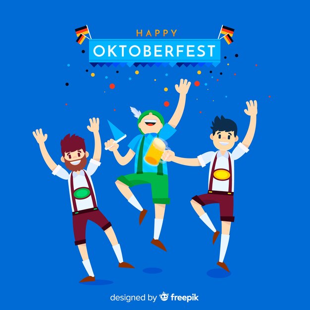 Personaggi piatti felici che celebrano l&#39;Oktoberfest