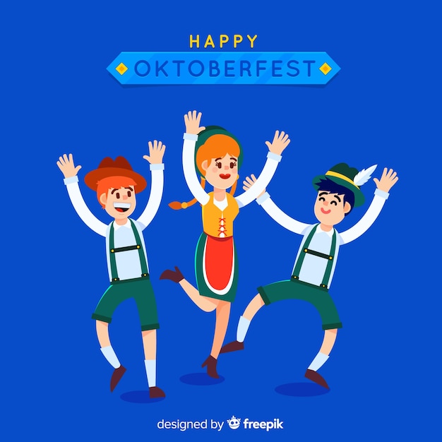 Personaggi piatti felici che celebrano l&#39;Oktoberfest