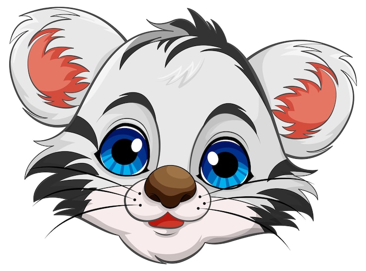 Vettore gratuito personaggio dei cartoni animati baby tiger head
