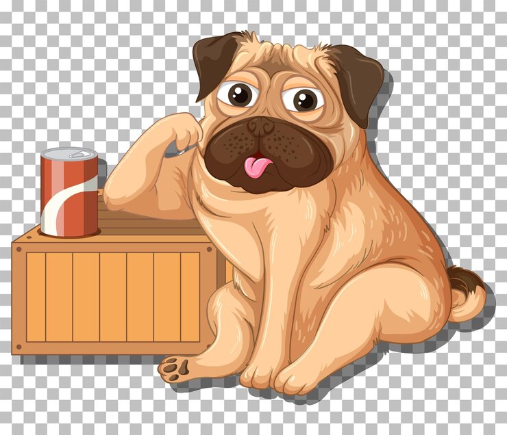 Vettore gratuito personaggio dei cartoni animati del cane del carlino