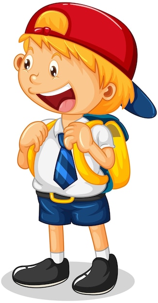Personaggio dei cartoni animati del ragazzino che indossa l'uniforme dello studente