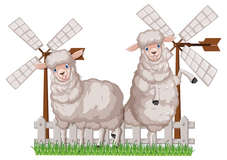 Vettore gratuito personaggio dei cartoni animati di due alpaca