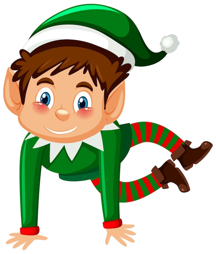 Vettore gratuito personaggio dei cartoni animati di elfo di natale