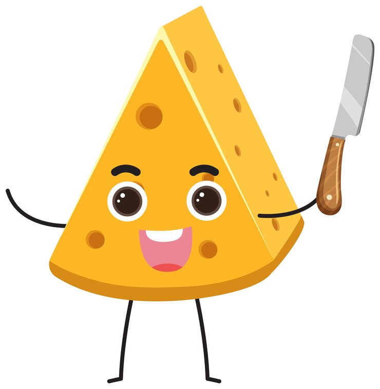 Vettore gratuito personaggio dei cartoni animati di formaggio isolato