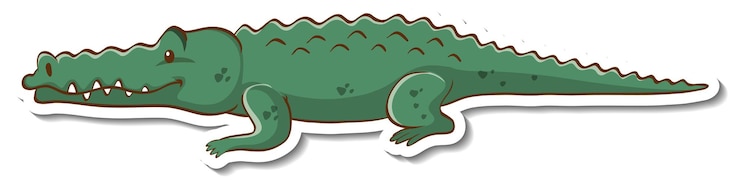 Vettore gratuito personaggio dei cartoni animati di un adesivo coccodrillo