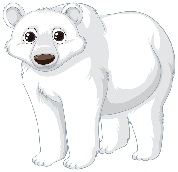 Vettore gratuito personaggio di cartone animato dell'orso polare su sfondo bianco