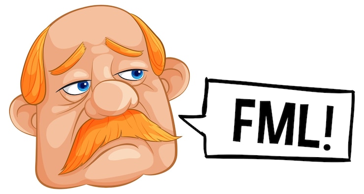 Vettore gratuito personaggio di cartone animato frustrato con la bolla del linguaggio