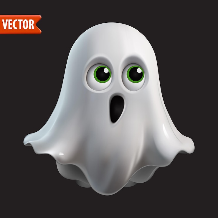 Vettore gratuito personaggio fantasma bianco 3d con occhi verdi illustrazione vettoriale