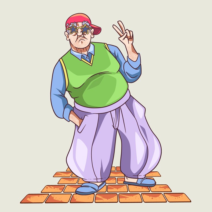 Vettore gratuito persone anziane disegnate a mano che si divertono illustrazione
