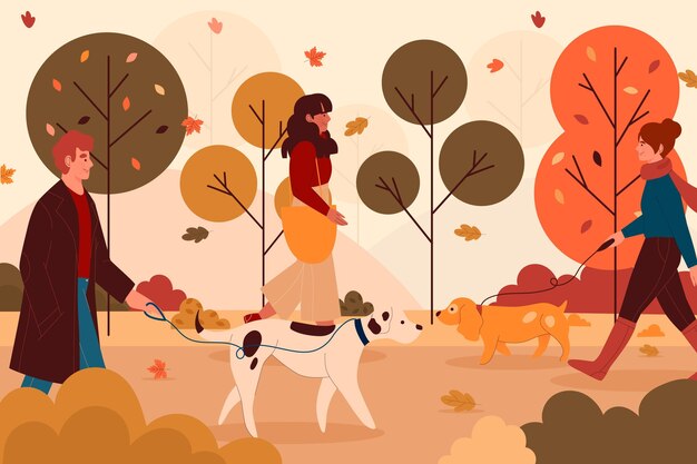 Persone che camminano in autunno