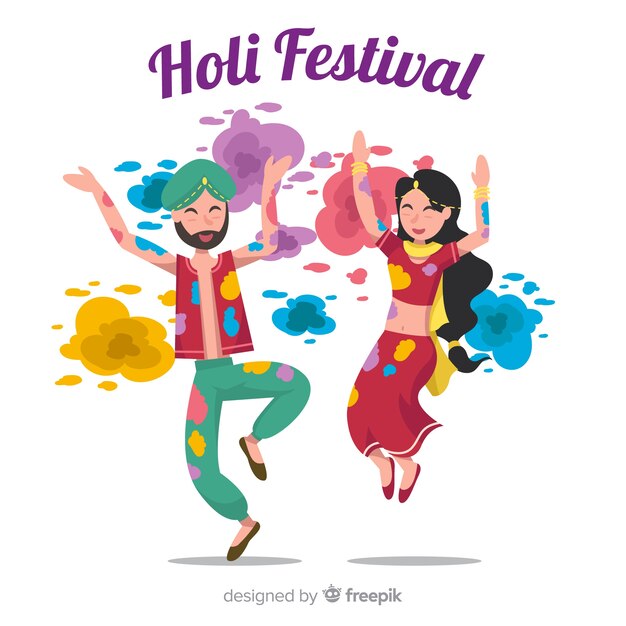 Persone che celebrano lo sfondo del festival di holi