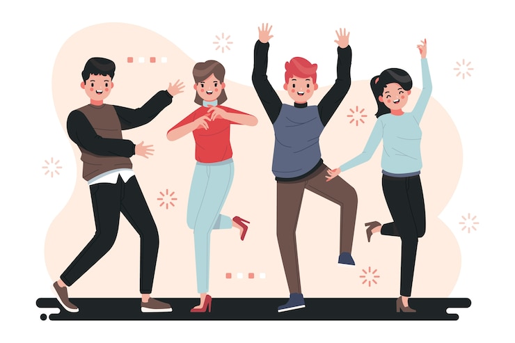 Vettore gratuito persone che festeggiano insieme