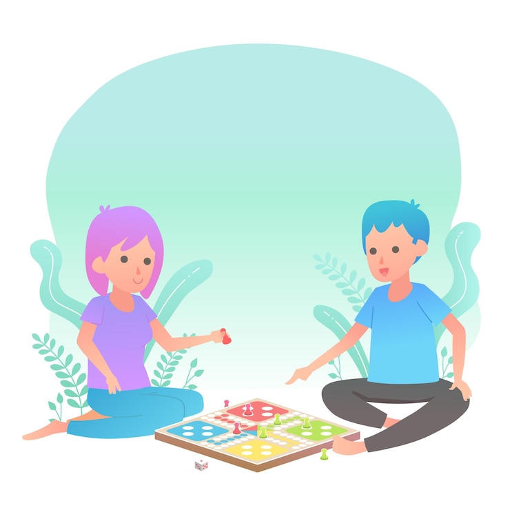 Vettore gratuito persone che giocano a ludo illustrazione del gioco