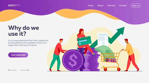 Persone che investono i loro soldi nel modello di landing page del fondo di venture capital