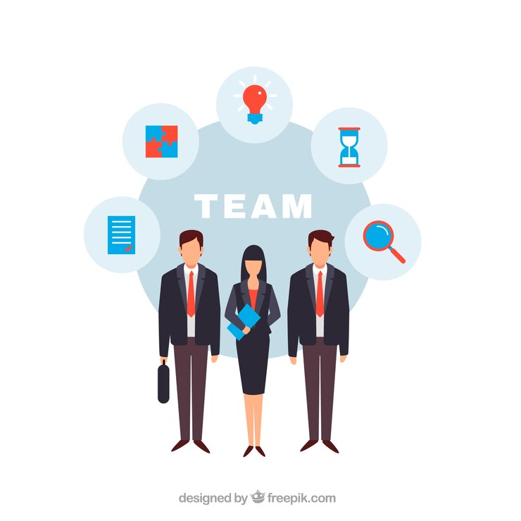 Vettore gratuito persone che lavorano come sfondo squadra in stile piano