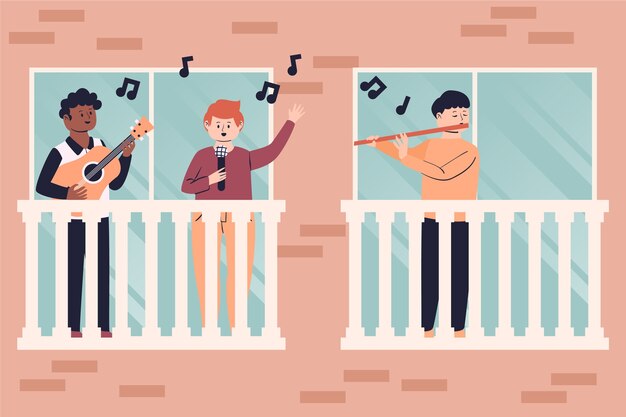 Persone che svolgono attività ricreative sul balcone