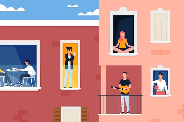 Persone che svolgono attività ricreative sul balcone