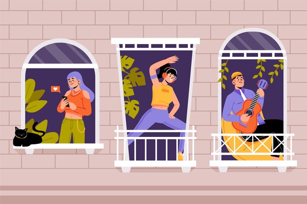 Persone che svolgono attività ricreative sul balcone