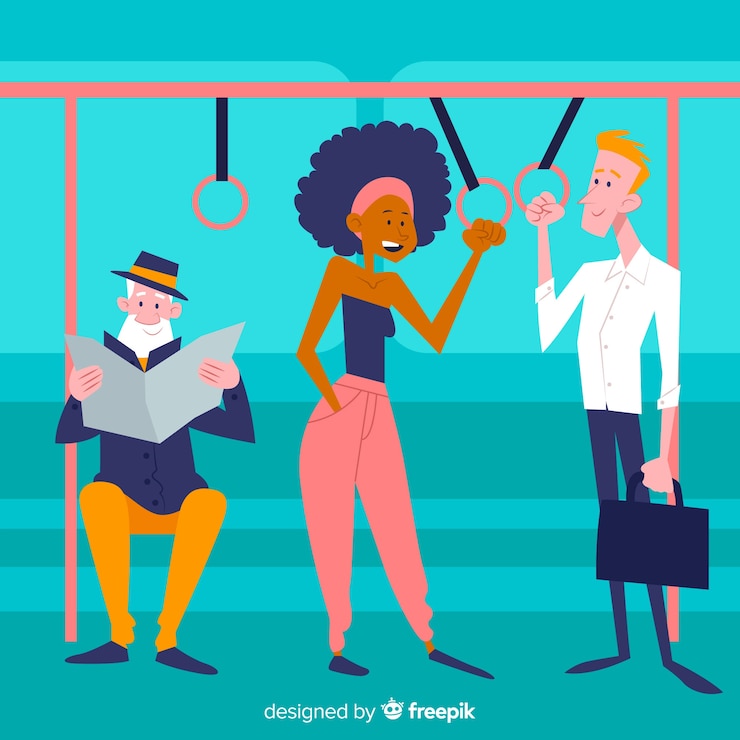 Vettore gratuito persone che viaggiano in metropolitana