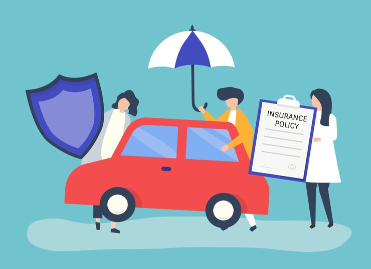 Vettore gratuito persone con icone relative all&#39;assicurazione auto