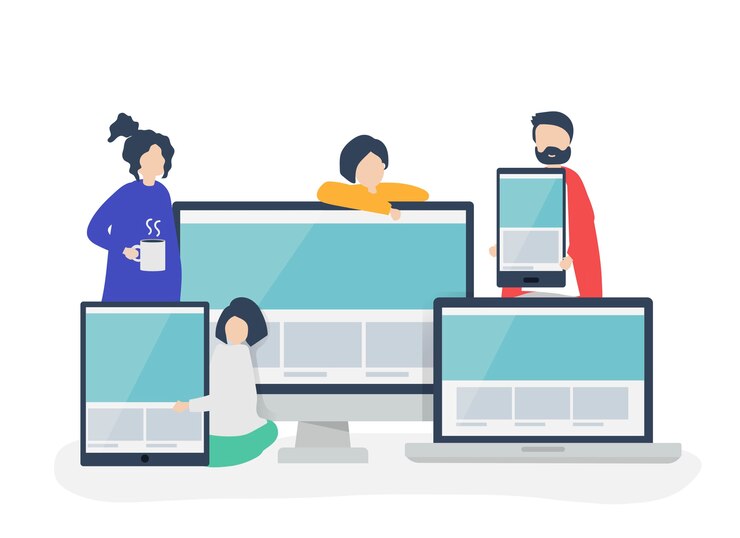 Vettore gratuito persone con illustrazione di concetto di web design