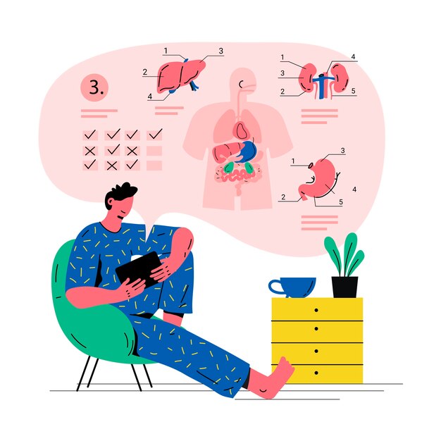 Persone di design piatto disegnato a mano che imparano da casa