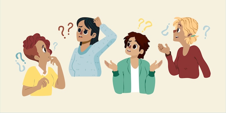 Vettore gratuito persone disegnate a mano che fanno domande illustrazione