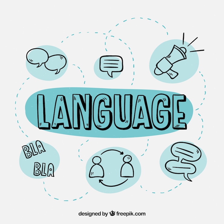 Vettore gratuito persone disegnate a mano che parlano lingue diverse