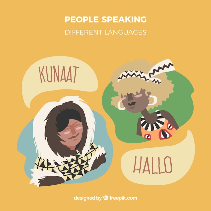 Vettore gratuito persone disegnate a mano che parlano lingue diverse