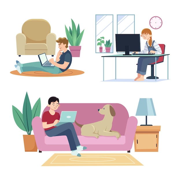 Persone illustrate che lavorano a distanza