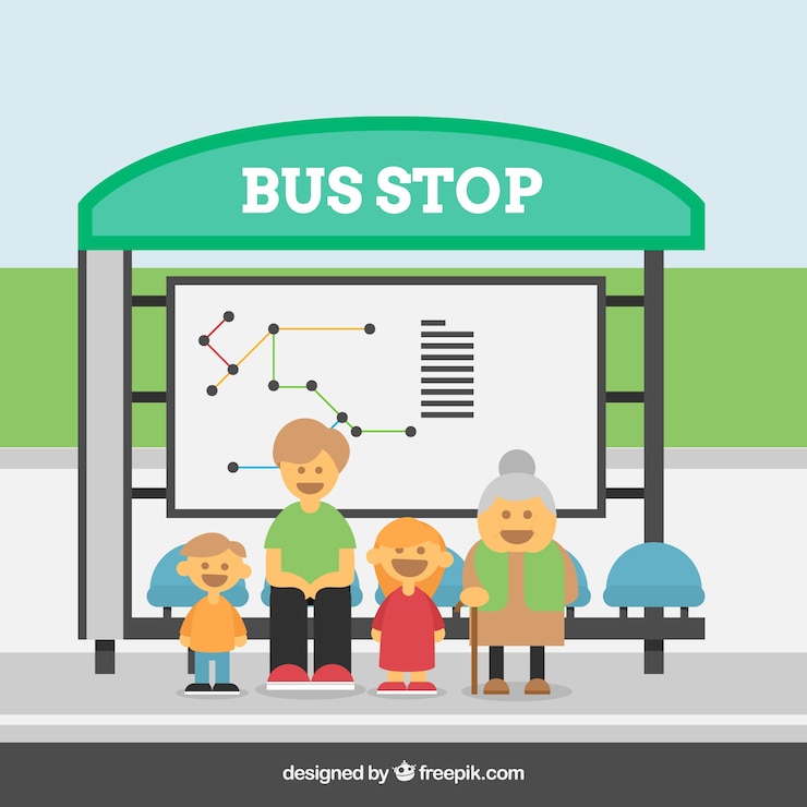 Vettore gratuito persone in attesa del bus con design piatto