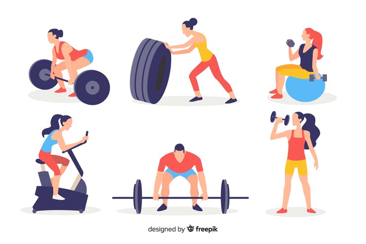 Vettore gratuito persone in palestra