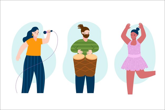 Persone moderne che svolgono attività culturali