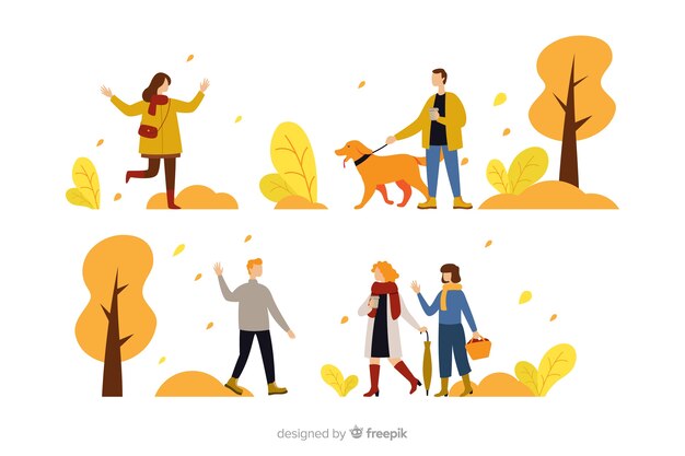 Persone nel parco d'autunno