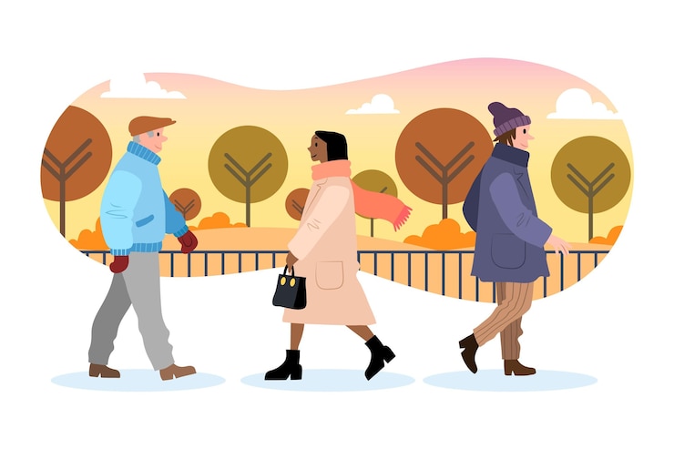 Vettore gratuito persone nel parco d'autunno