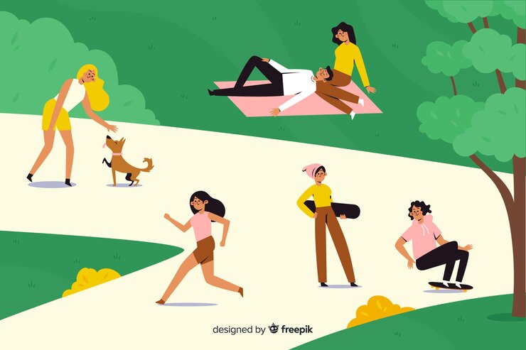 Vettore gratuito persone nel parco in design piatto
