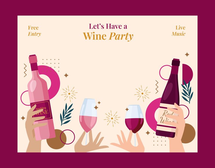 Vettore gratuito photocall del festival del vino disegnato a mano