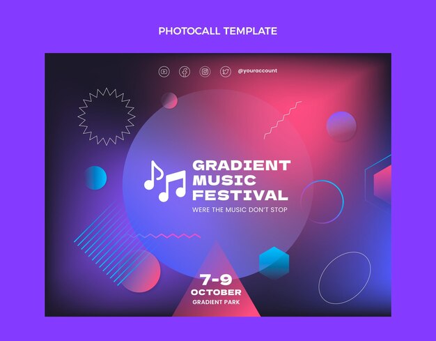Photocall del festival musicale colorato sfumato