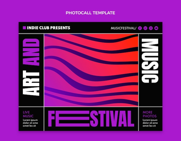 Photocall del festival musicale colorato sfumato